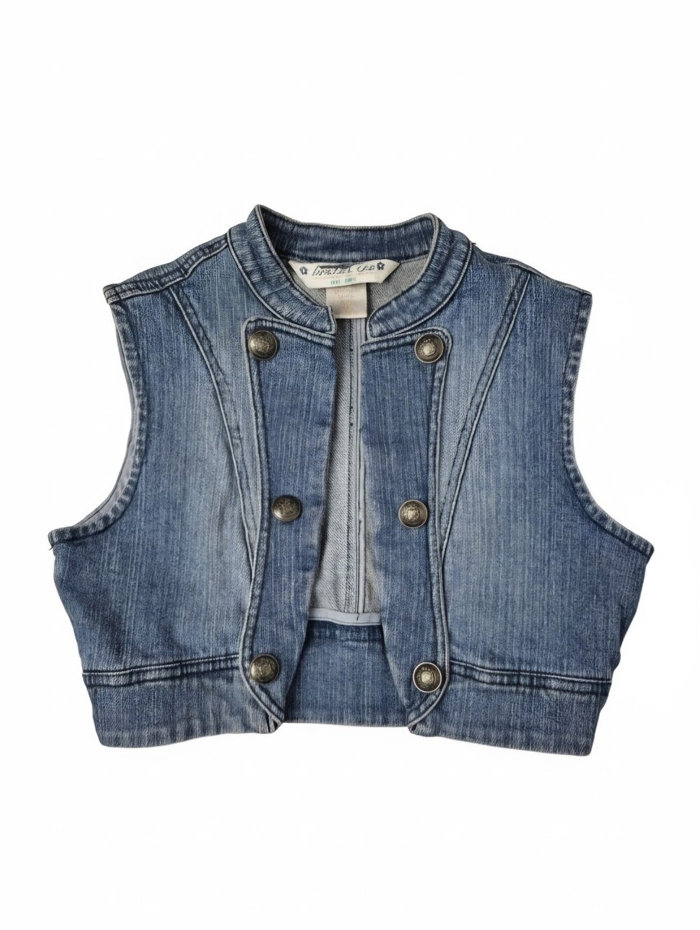 Vintage Limited Too Y2K Denim Vest Double Breasted Crest Buttons Medium Wash 14